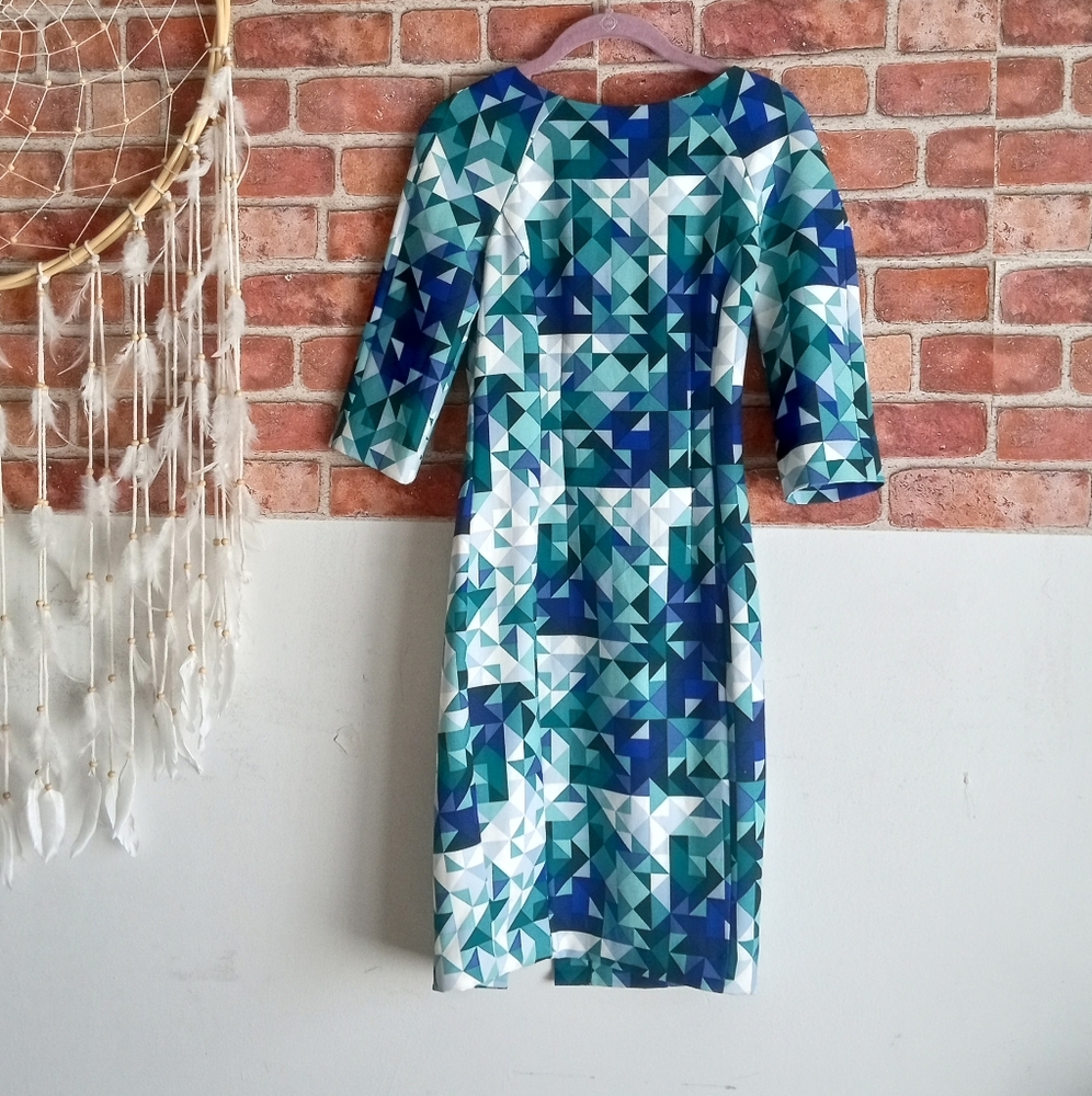 H&M Blue Sheath Dress with 3/4 Sleeve